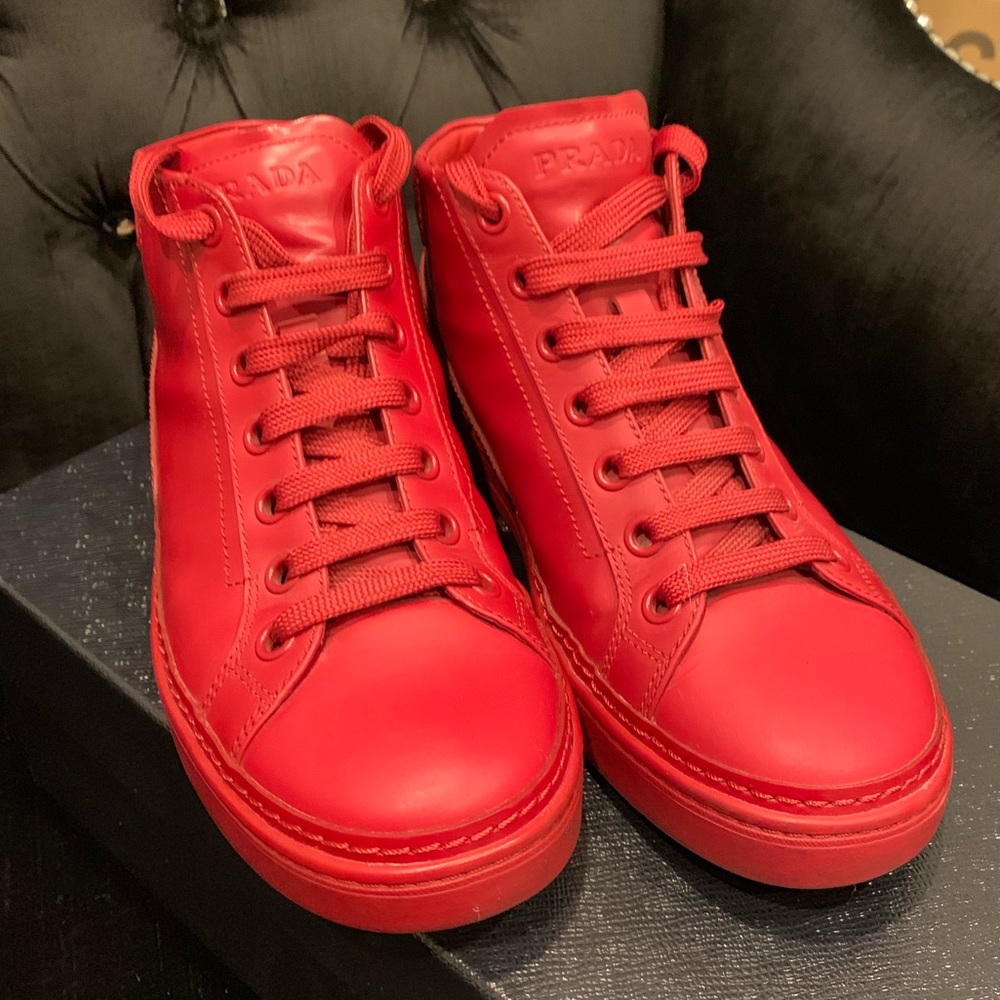Prada high top leather shoes